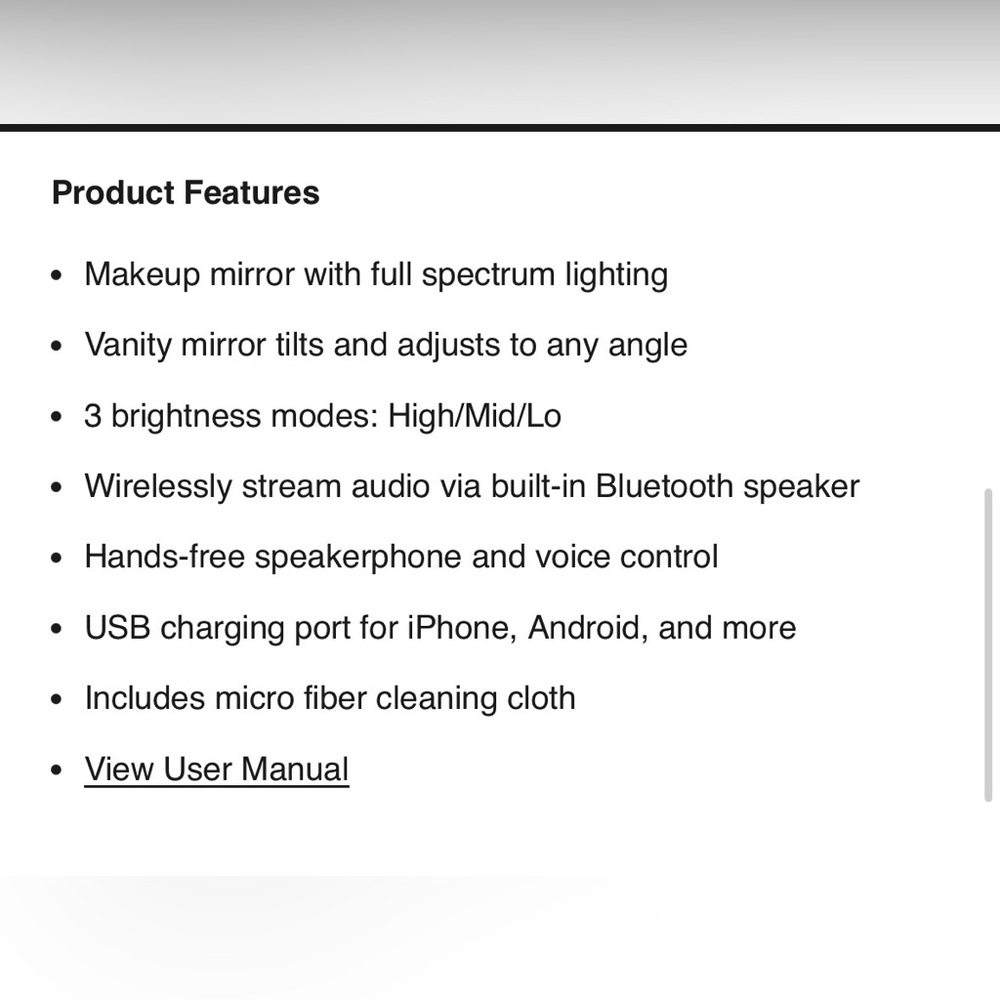 iHome White Lighted Makeup Mirror with Bluetooth - Picture 3 of 7